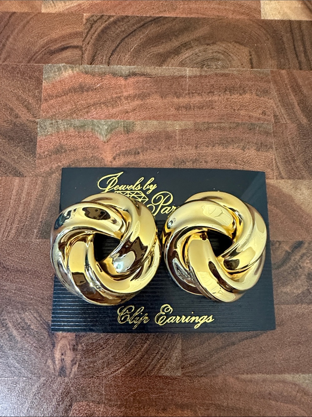 Large Knot Clip On Earrings Gold Tone Runway Style